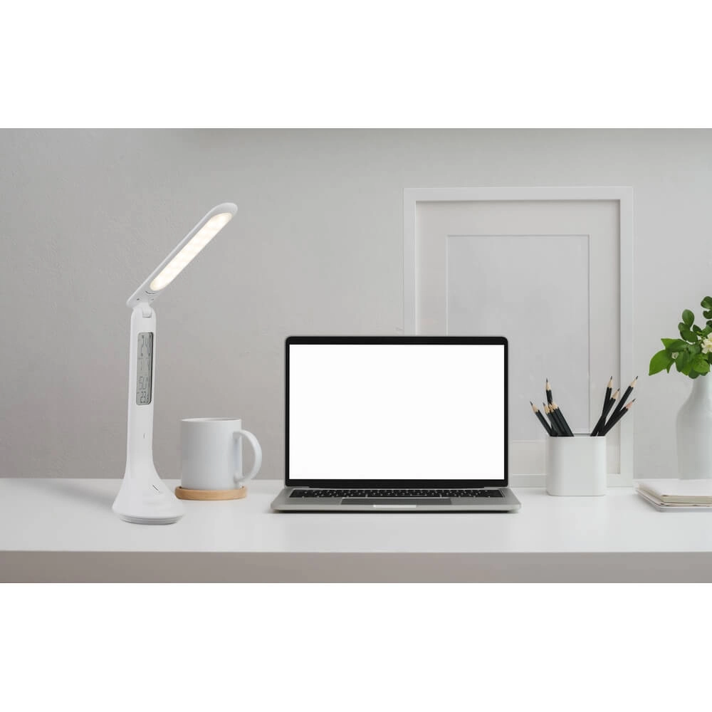 Desk lamp Tyrell white with clock Globo 9007371376032