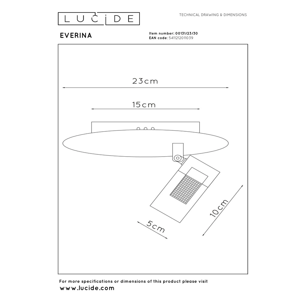 Sleek ceiling lamp Everina Ø 23cm Lucide 5411212011039