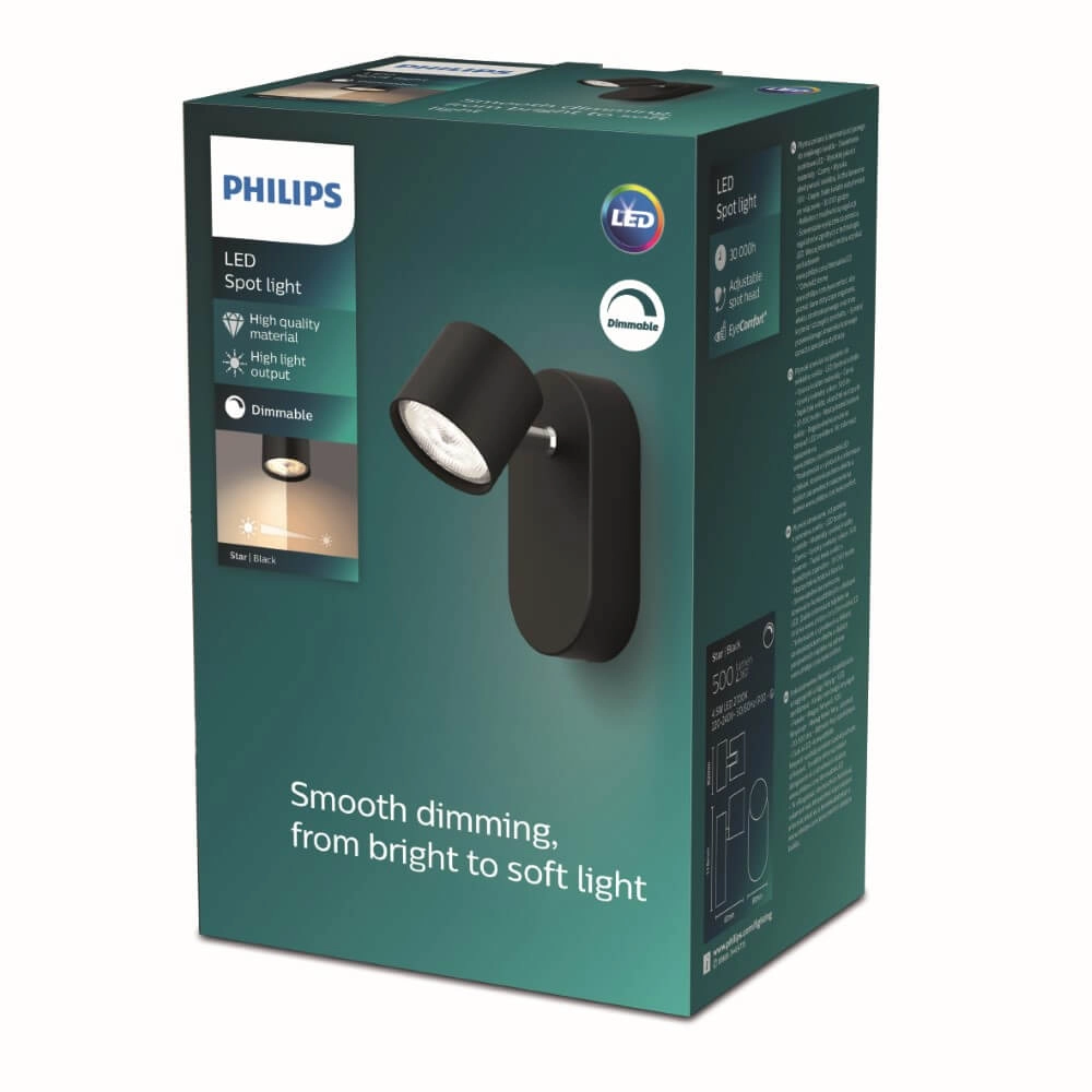 Black LED wall spot Star Philips 8719514435377