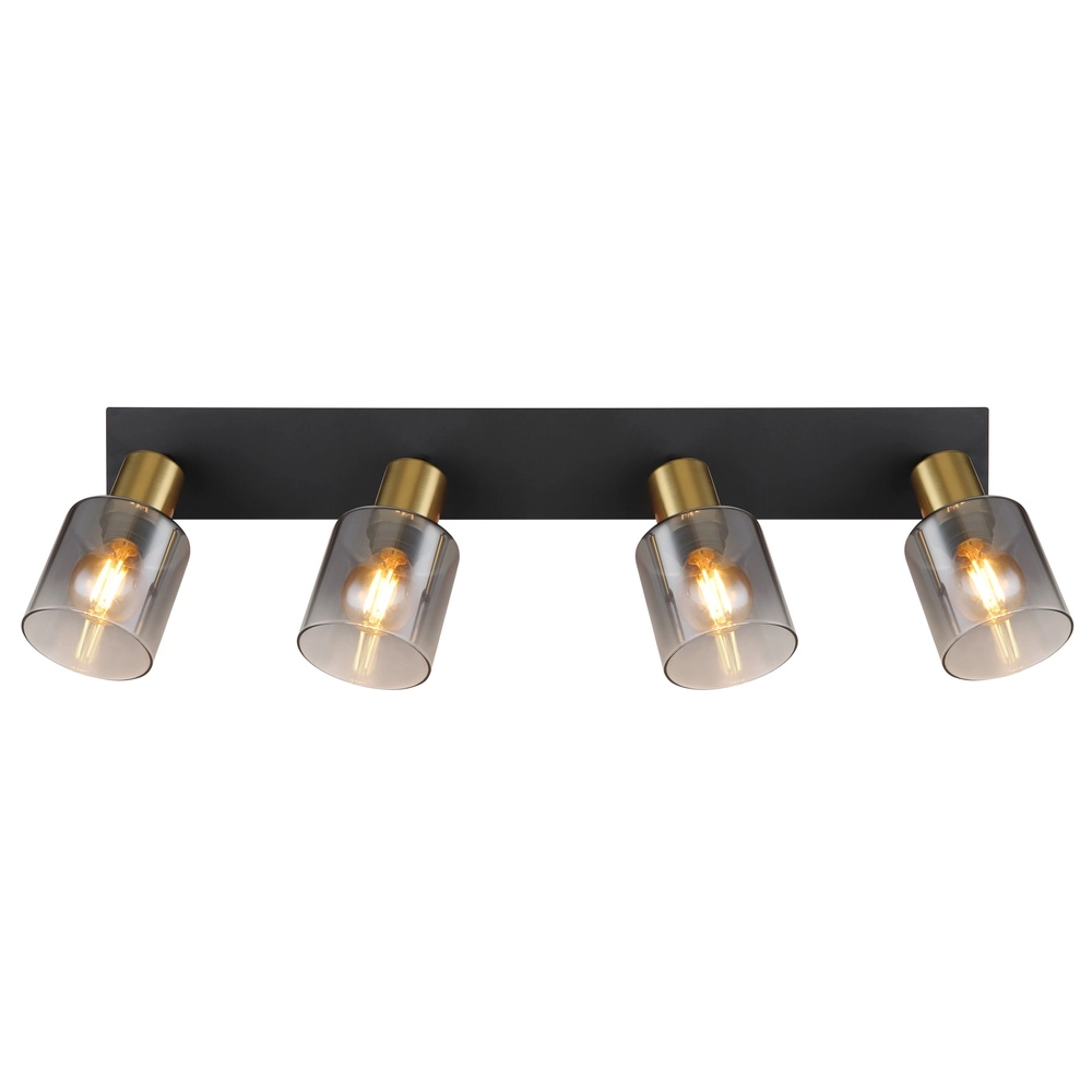4-light ceiling lamp Hollsy black with smoke glass Globo 9007371451852
