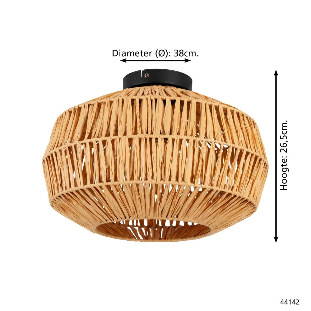 Rattan ceiling lamp Sheldon Ø 38cm Eglo 9008606359776
