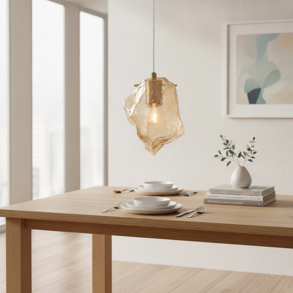 Pendant lamp Odelle Gold with amber glass
