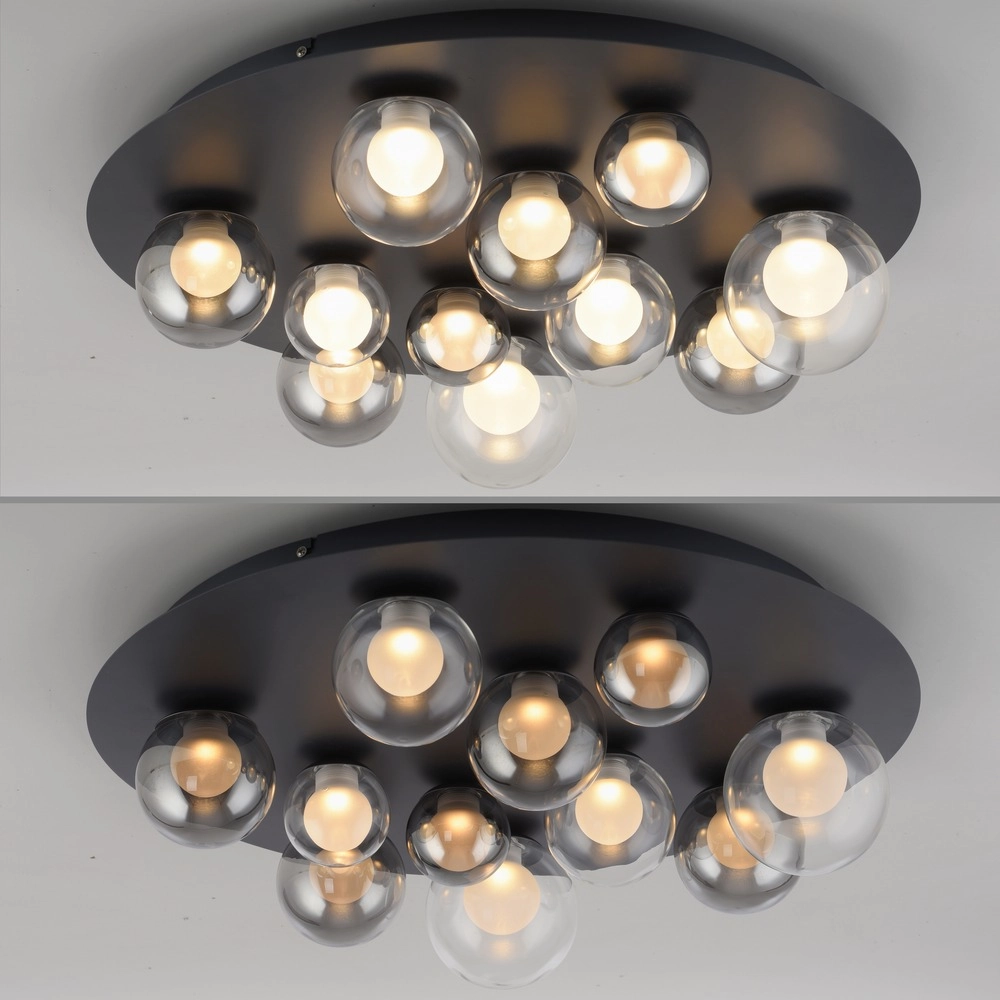 11-light ceiling lamp Pure Popup Mystic grey with smoke glass Paul Neuhaus 4012248397176