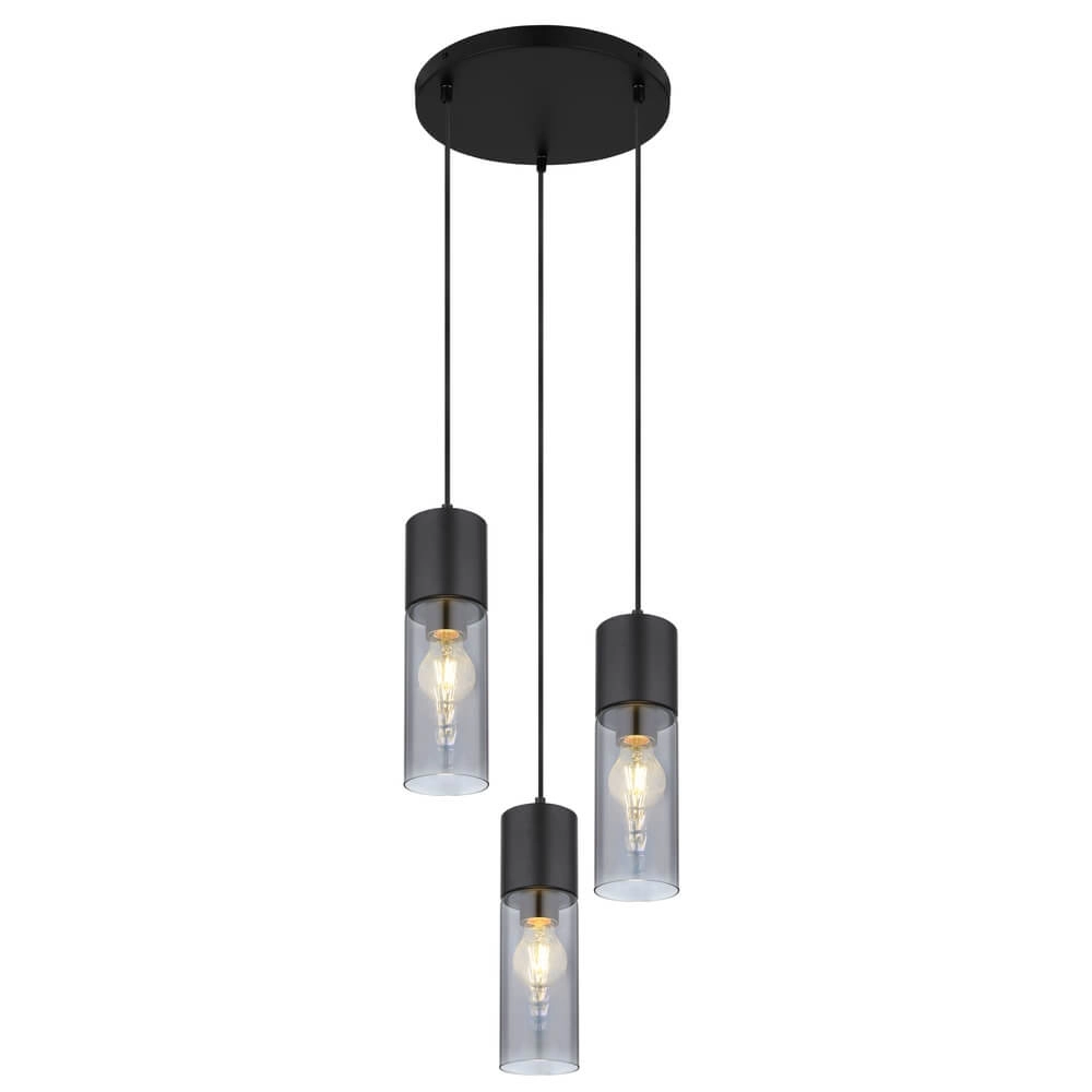 Sleek pendant lamp Annika 3-light black round