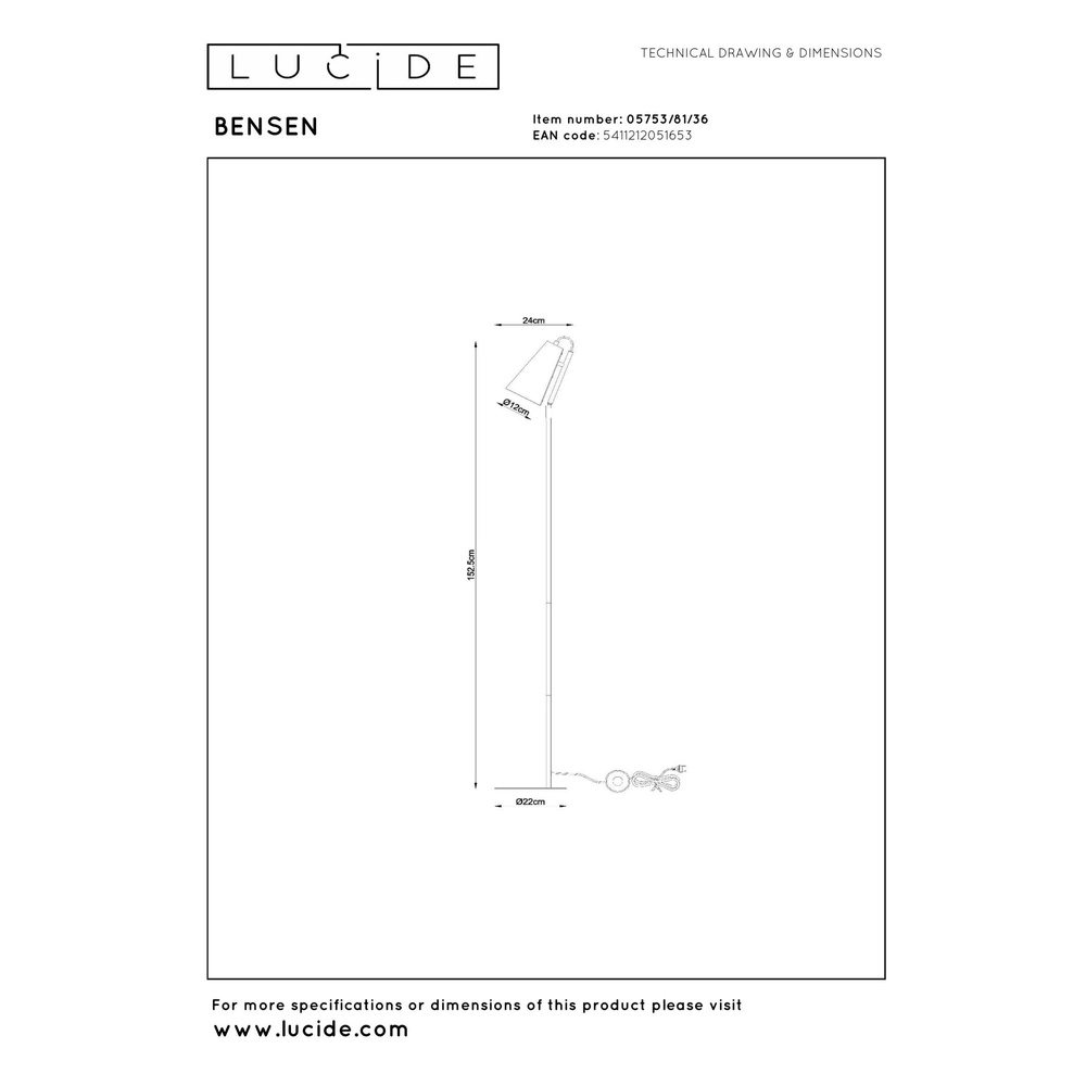 Unique floor lamp Bensen grey Lucide 5411212051653