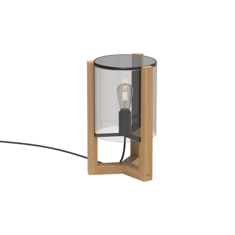 Table lamp 45cm Tristar teak with smoke glass