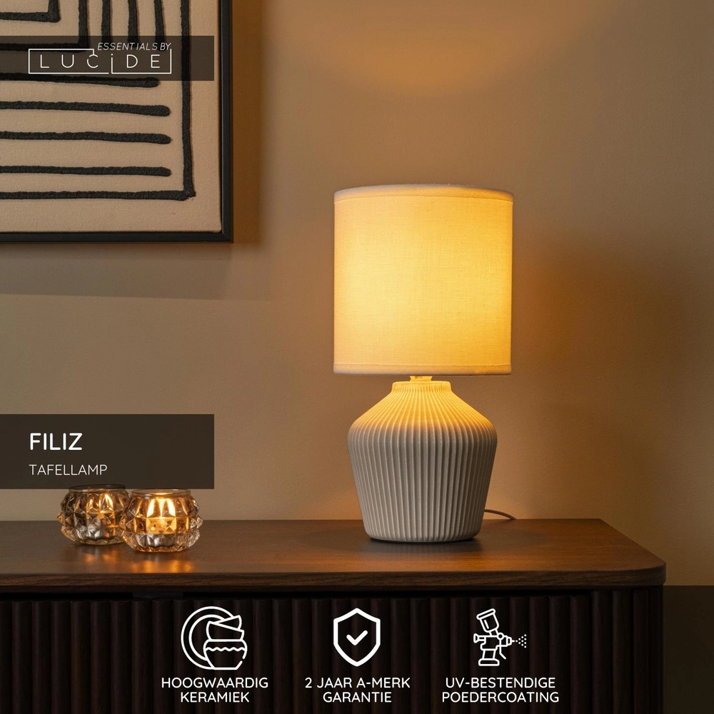 Beautiful table lamp Filiz Ø 16cm cream Lucide 5411212470348