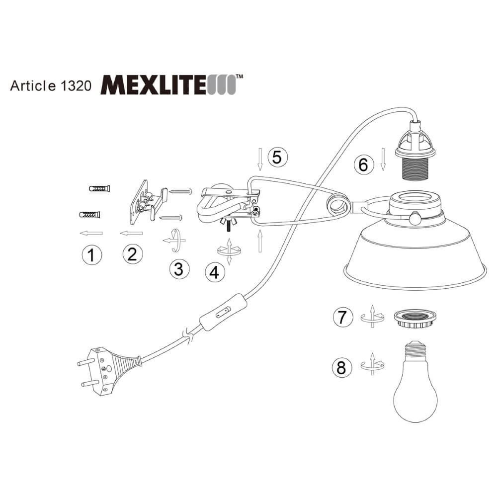 Wall lamp Mexlite black with gold Steinhauer 8712746114720