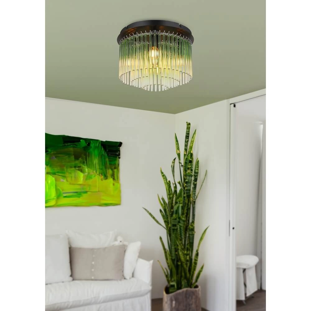 Black ceiling lamp Gorley with glass Ø 32cm Globo 9007371448951