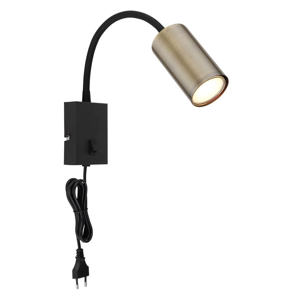 Black wall lamp Robby with brass