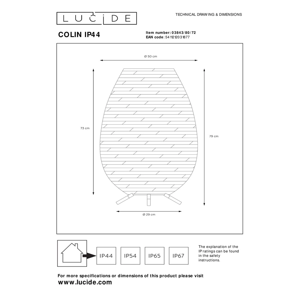 Table lamp Colin Ip44 Rechargeable rattan Lucide 5411212031877