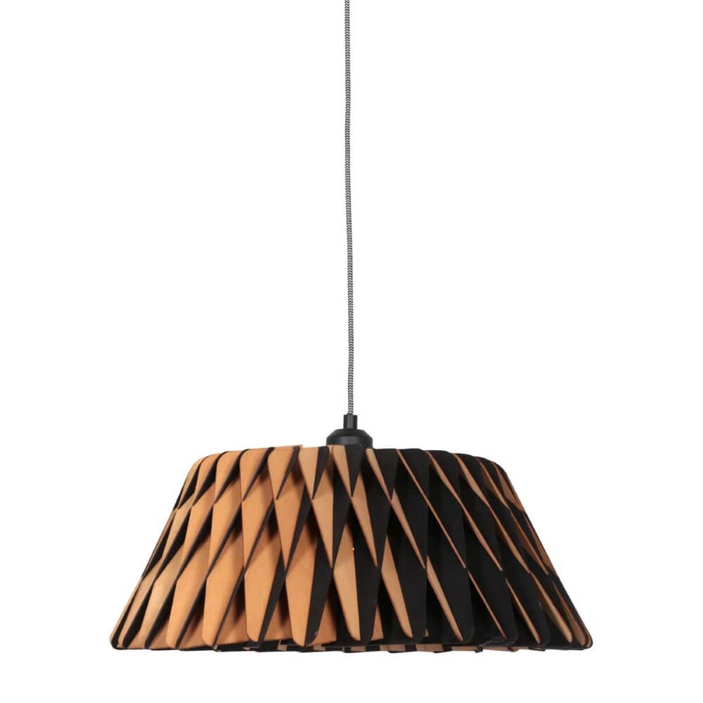 Black wooden hanging lamp Maze Ø 46cm