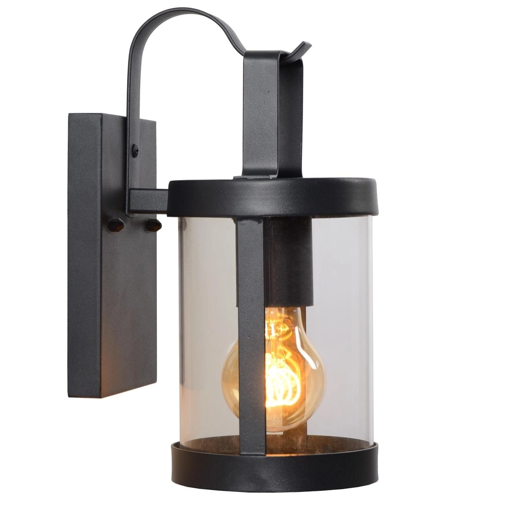 Black wall lamp Lindelo IP23 Lucide 5411212290366