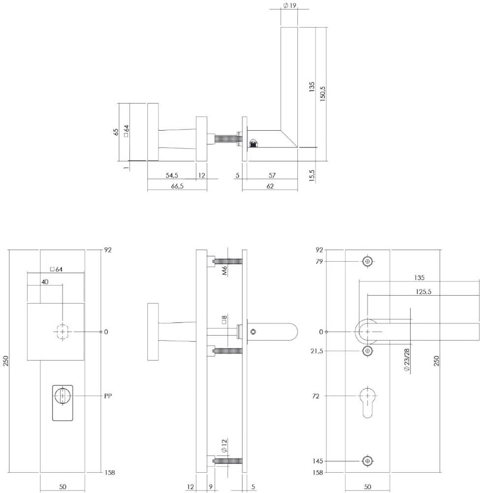 Front door fittings Vurano core pull protection PC 72mm straight stainless steel Intersteel 8714186428191