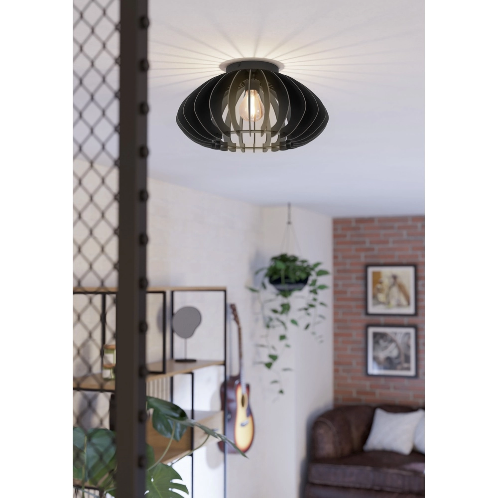 Wooden ceiling lamp Cossano 3 black - Ø 45cm Eglo 9008606291380