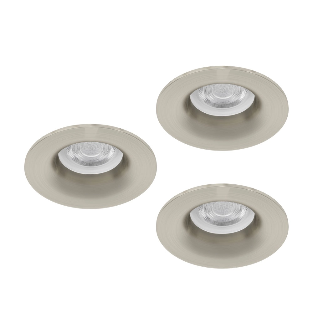 Set of 3 recessed spotlights Salabate nickel Ø 8.8cm IP65 Eglo 9008606358908