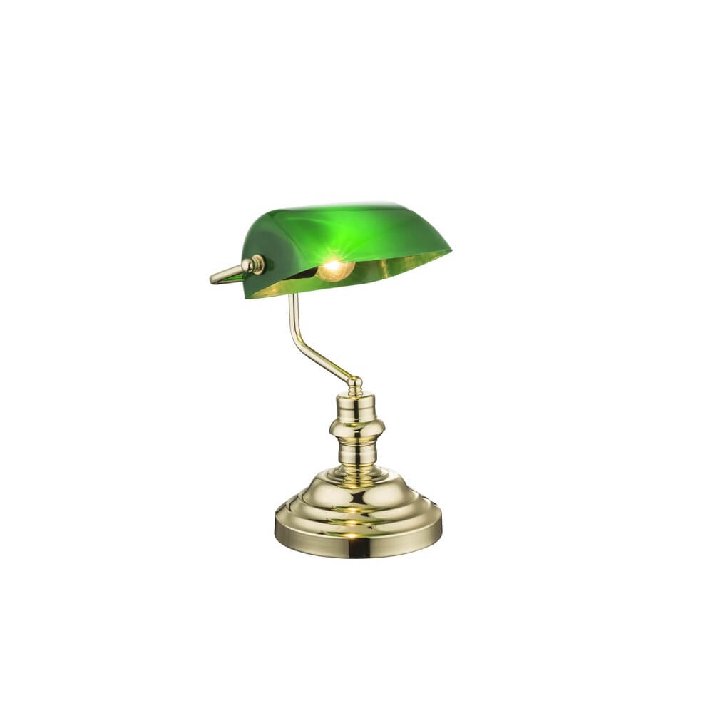 Classic desk lamp Antique nickel with green glass Globo 9007371329120