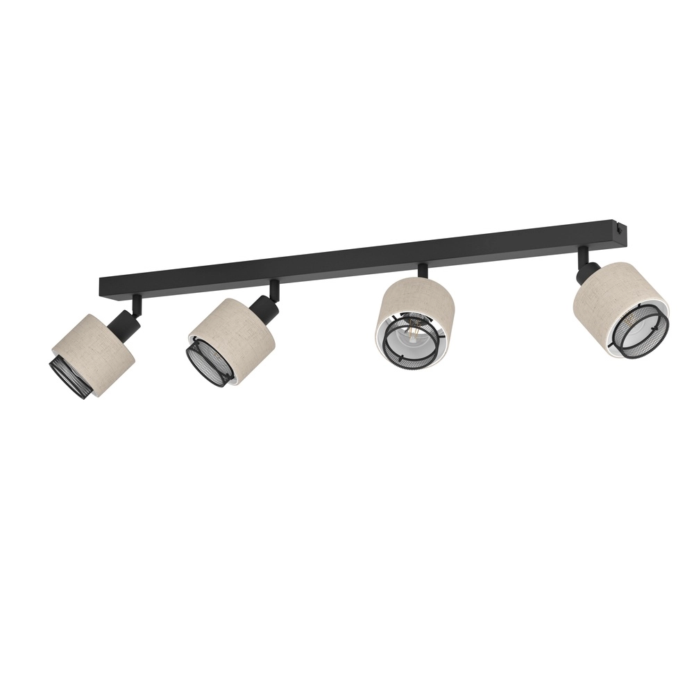 Japandi ceiling lamp Rosley 4L - black with cream