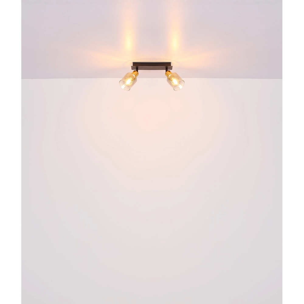 2-light ceiling lamp Hollsy black with smoke glass Globo 9007371445851