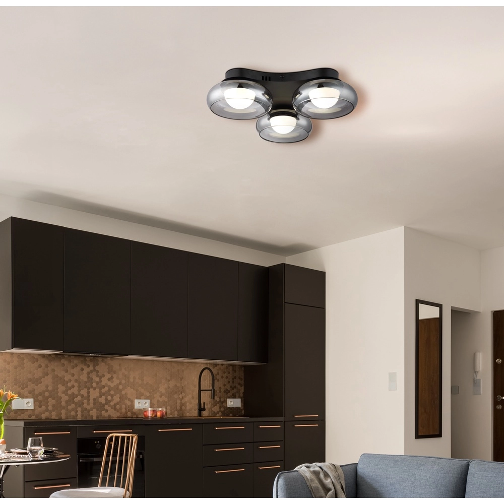 Design ceiling lamp Carlene 3-light black Globo 9007371572175
