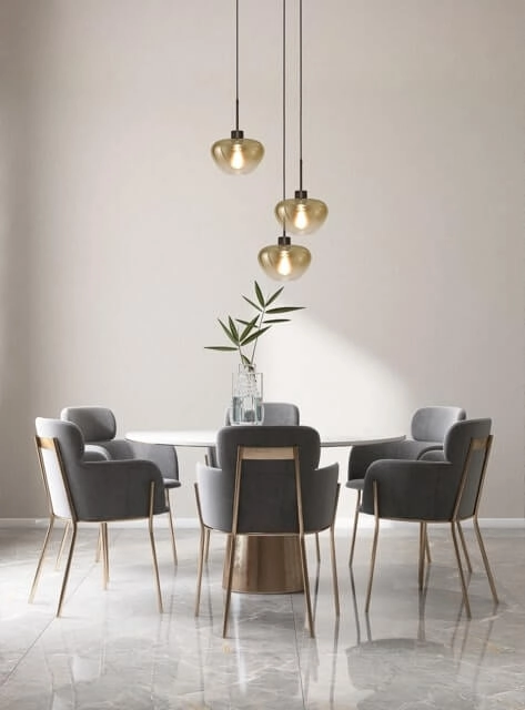 3-light pendant lamp Genua black with 3x gold glass Ø 24cm Masterlight 8718121357058