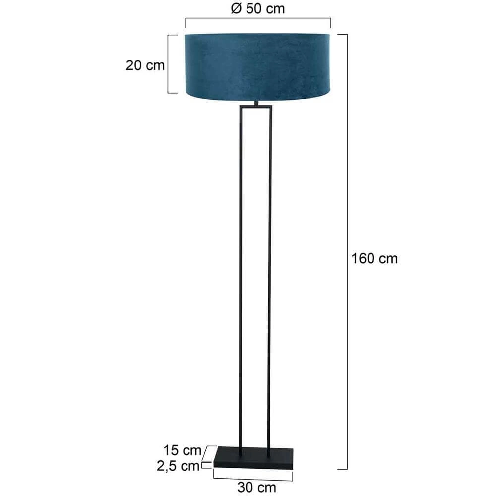 Floor lamp 160cm Stang black with blue hood Steinhauer 8712746173918