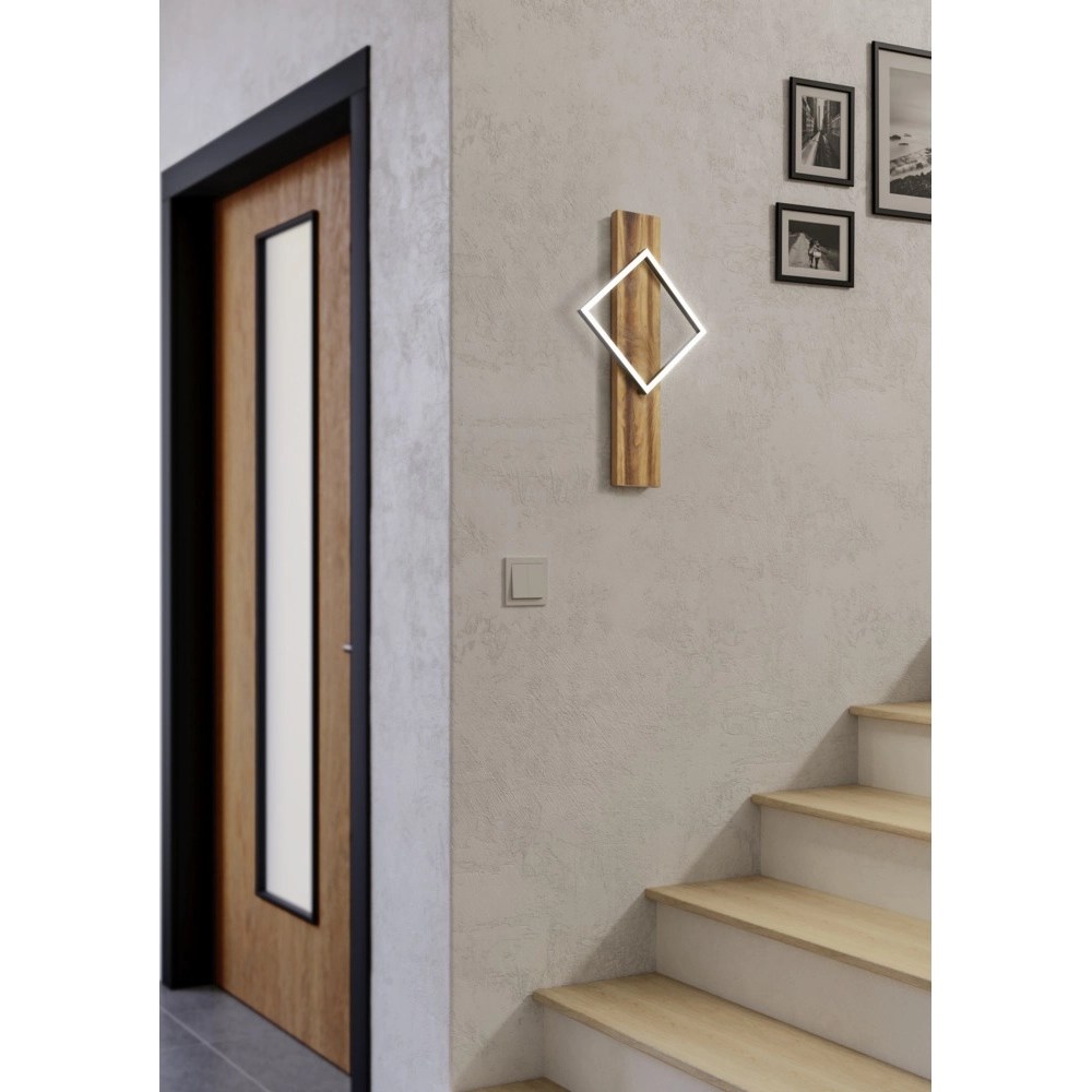 Design wall lamp Boyal black with dark wood Eglo 9008606351947