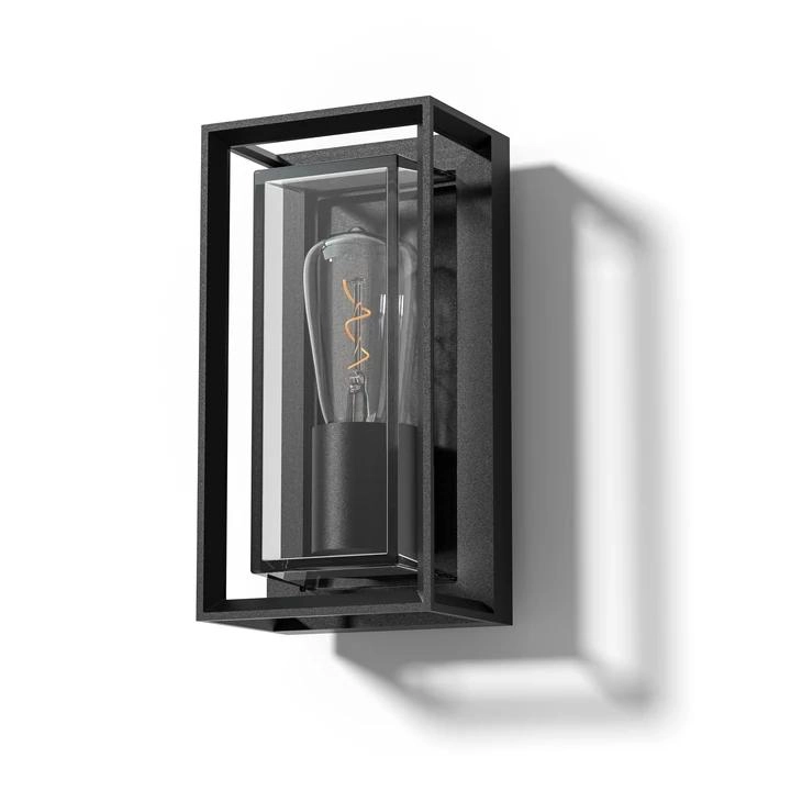 Sleek outdoor lamp Leeds black - E27 - glass