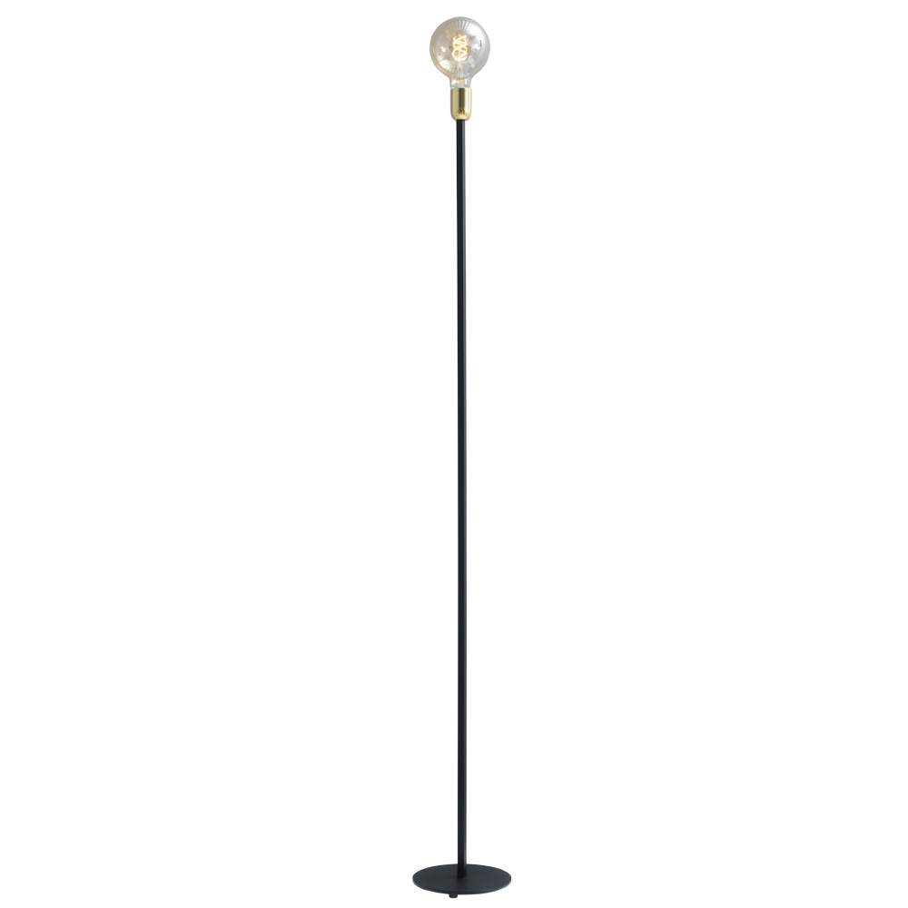 Black floor lamp Tube 155cm with gold fitting