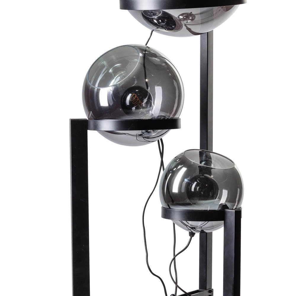 Glass floor lamp Orb 3-light black with mirror glass ETH 8719075189283