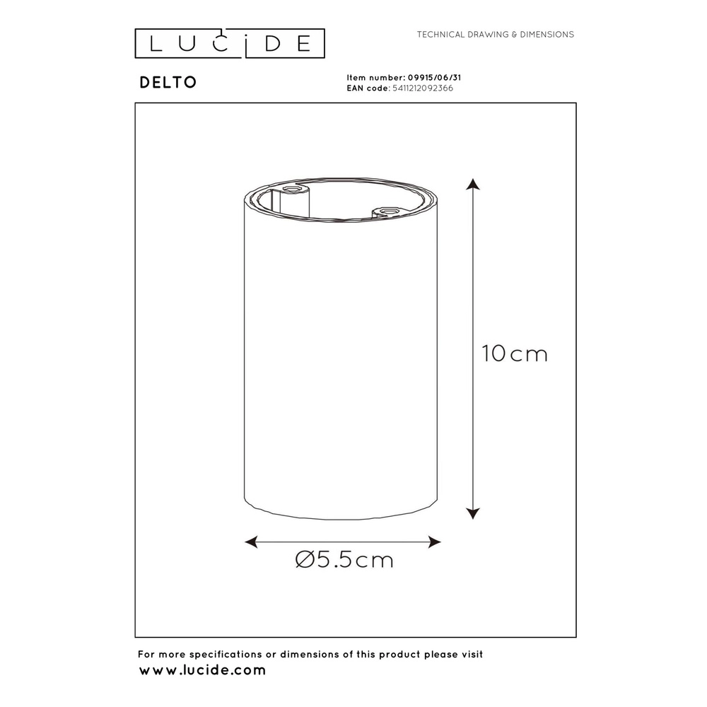 Sleek surface-mounted spot Delto white Ø 5.5cm incl light source Lucide 5411212092366