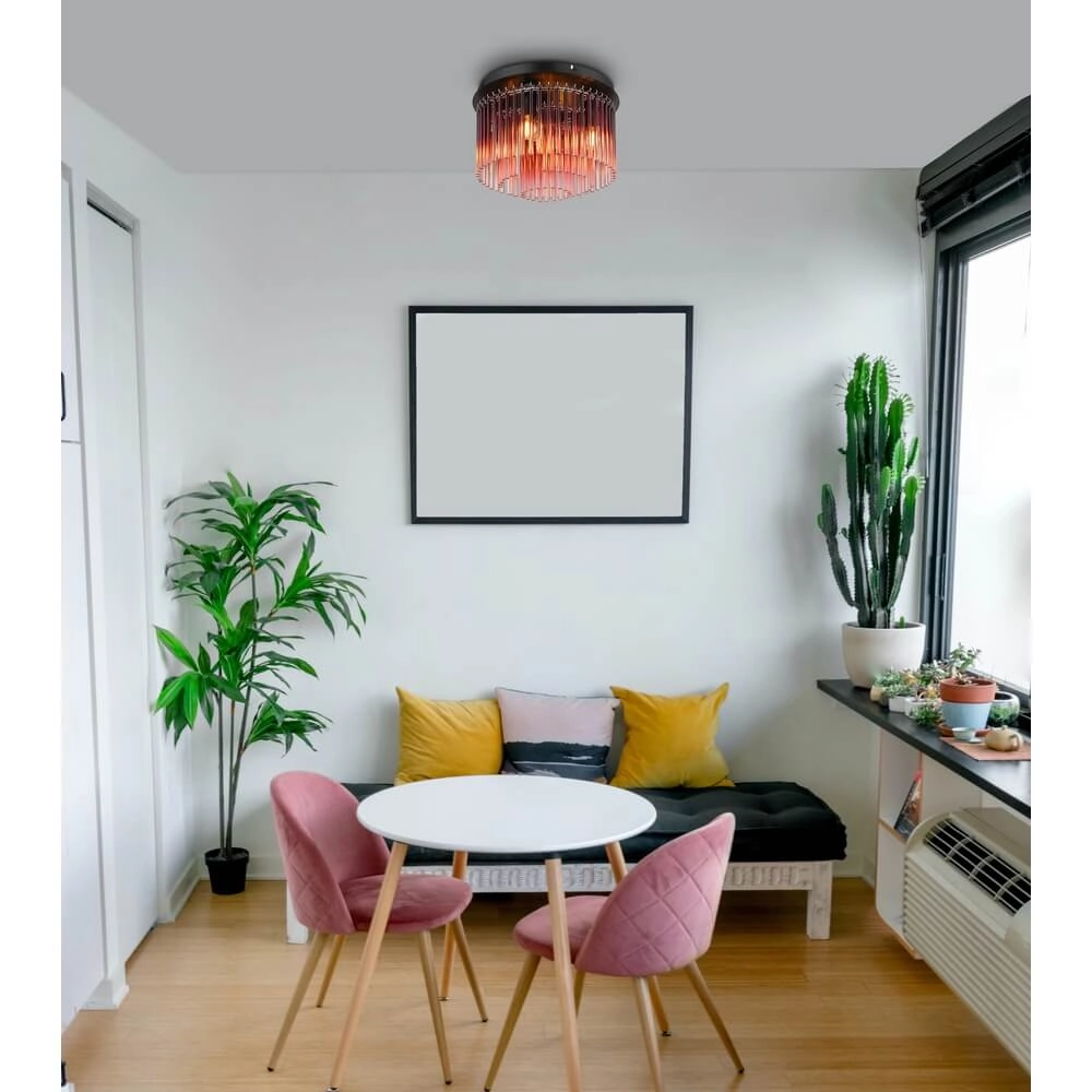 Black ceiling lamp Gorley with red glass Ø 32cm Globo 9007371474967