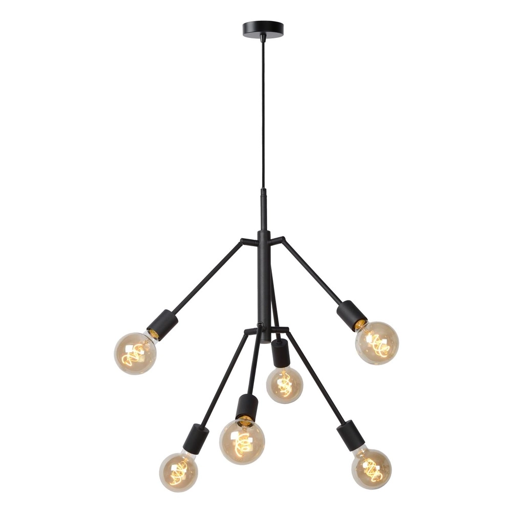 Pendant lamp Lester black 6-lights Lucide 5411212211330