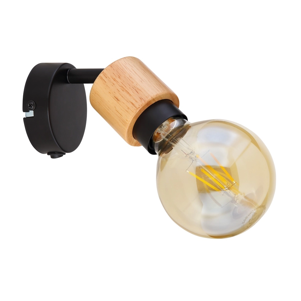 Wall lamp Jorna black with wood Globo 9007371414277