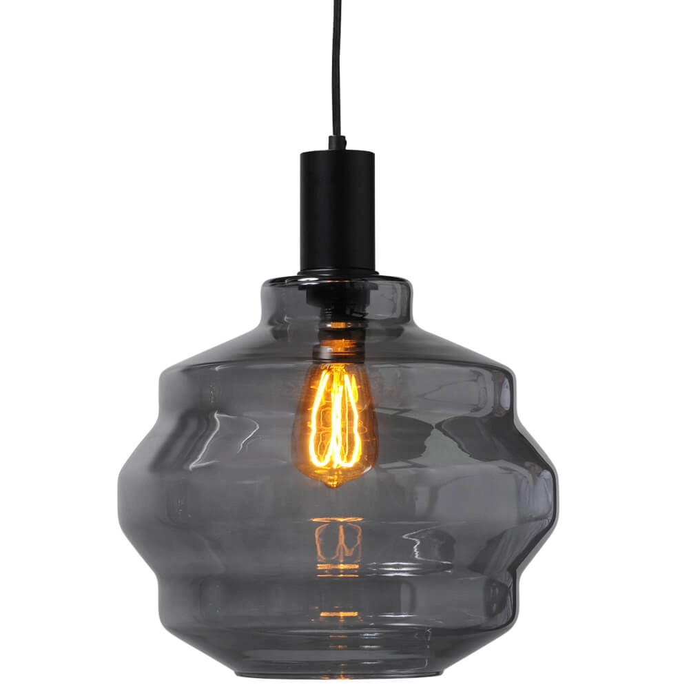 3-light hanging lamp - black - Porto with Ball smoke glasses - Ø 30cm Masterlight 8718121269498