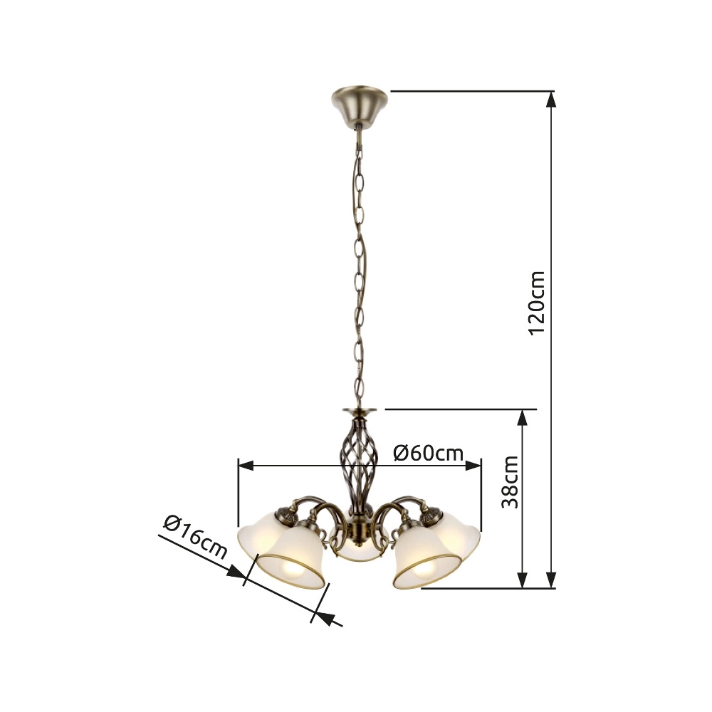 Classic pendant lamp Odin 5-light Globo 9007371309696