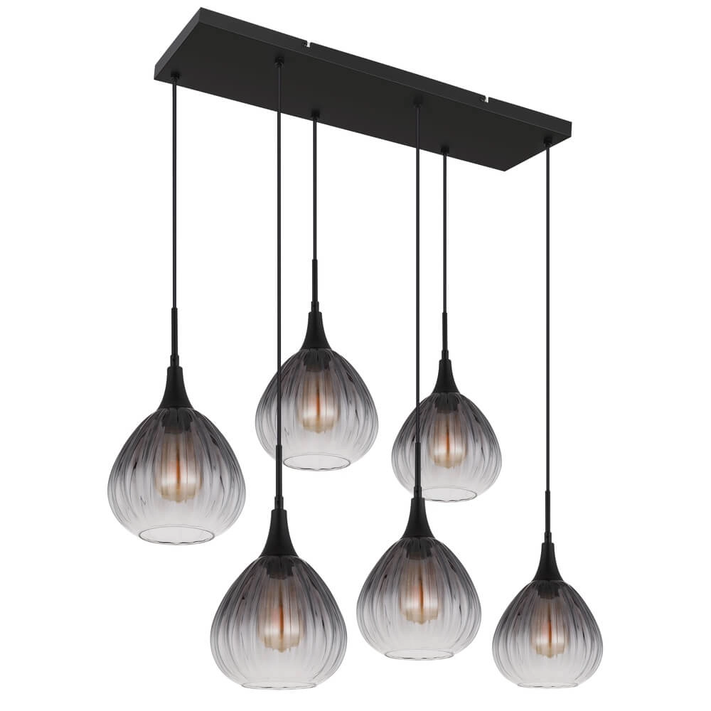 Black pendant lamp Olsen 6-light Globo 9007371447817