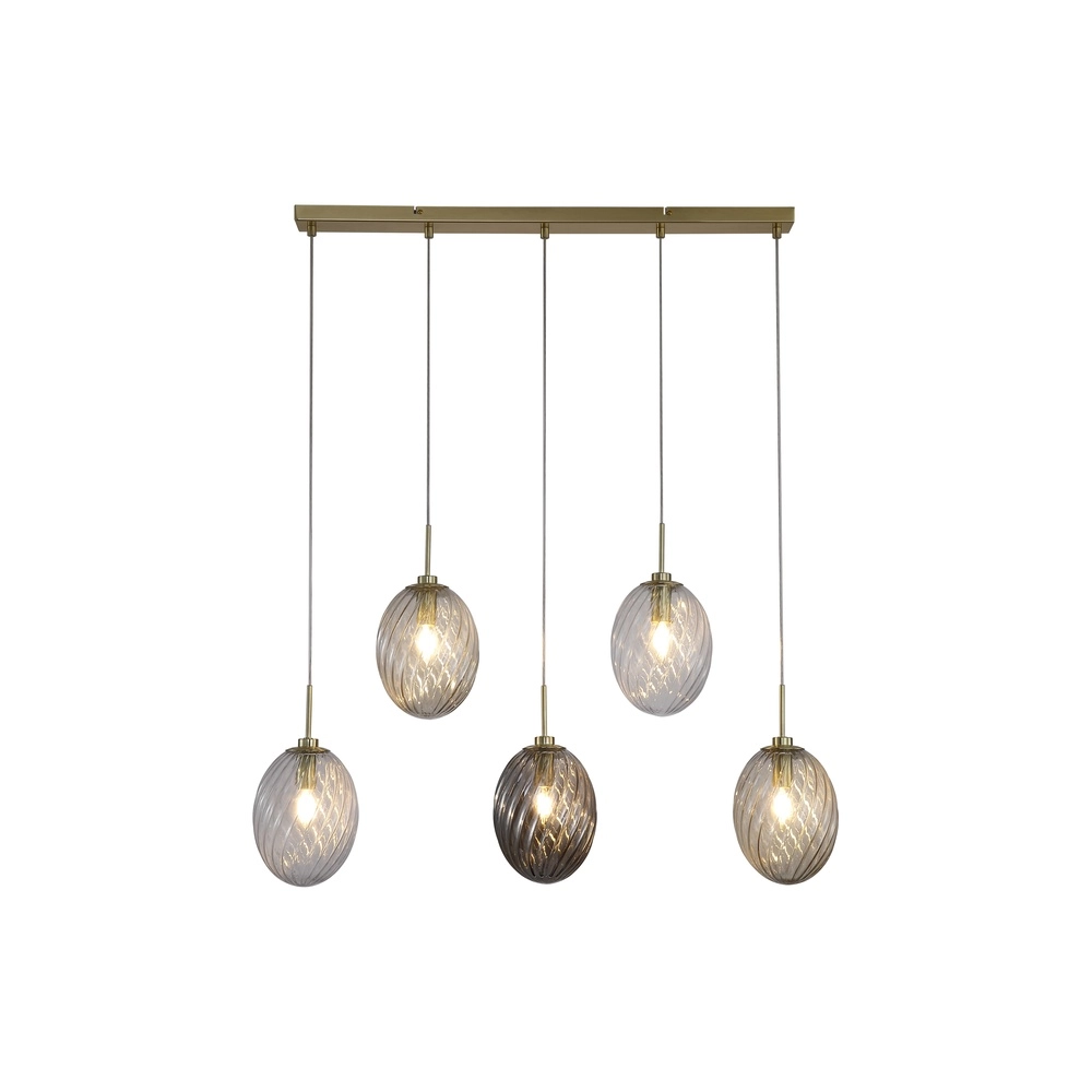 5-light pendant lamp Whirl Colored glass