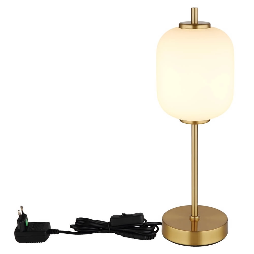 Golden table lamp Ewald white glass Ø 13.5cm Globo 9007371468539