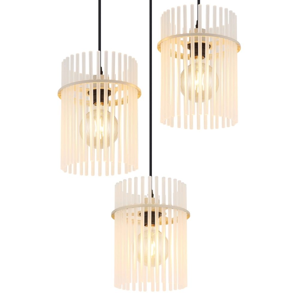 3-light pendant lamp Gorley sand brown with glass round Globo 9007371569717