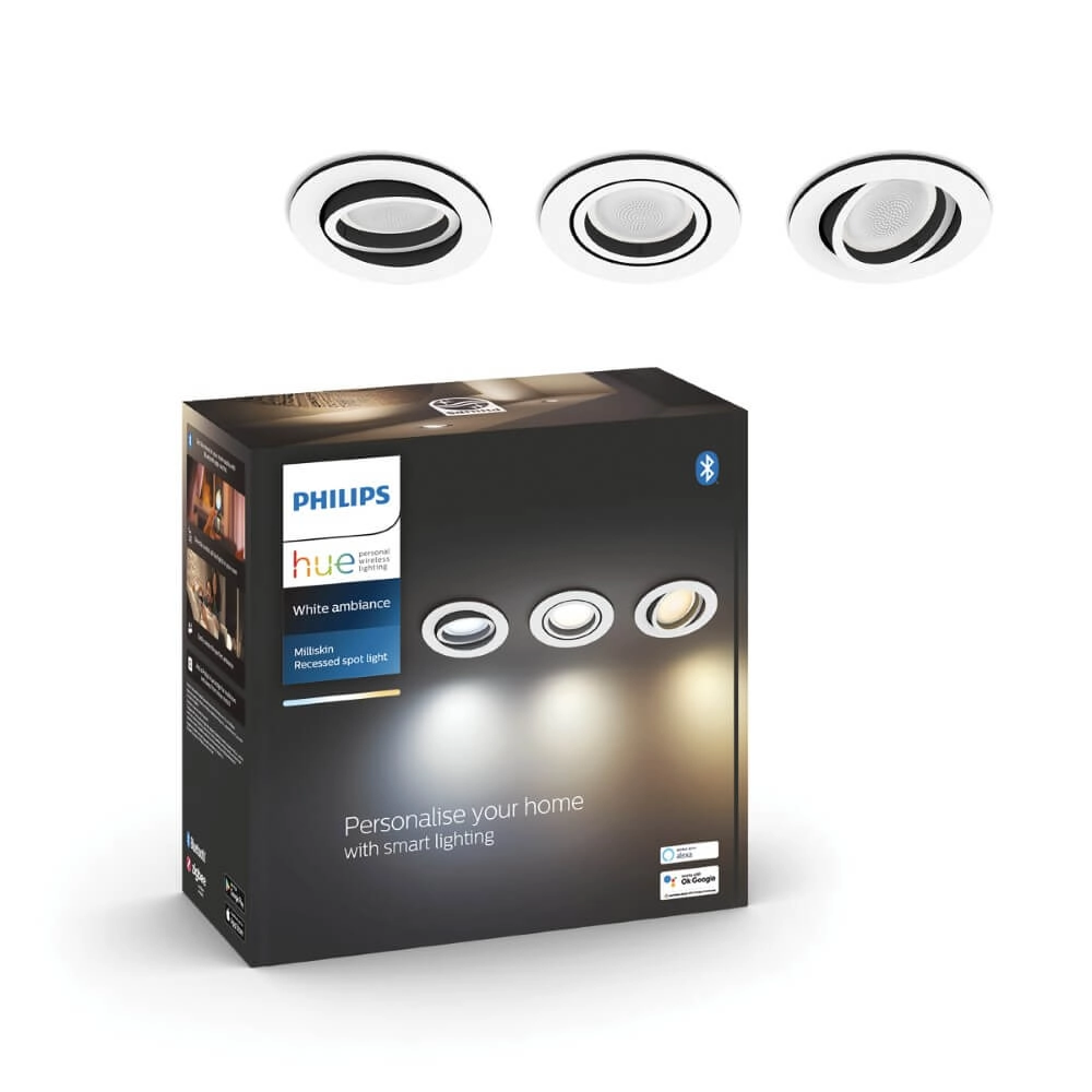 Recessed spotlight Hue Milliskin - White Ambiance set of 3 silver gray Philips 8720169319813