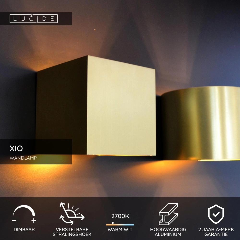 Rounded wall spot Xio 2700K Gold Lucide 5411212092465