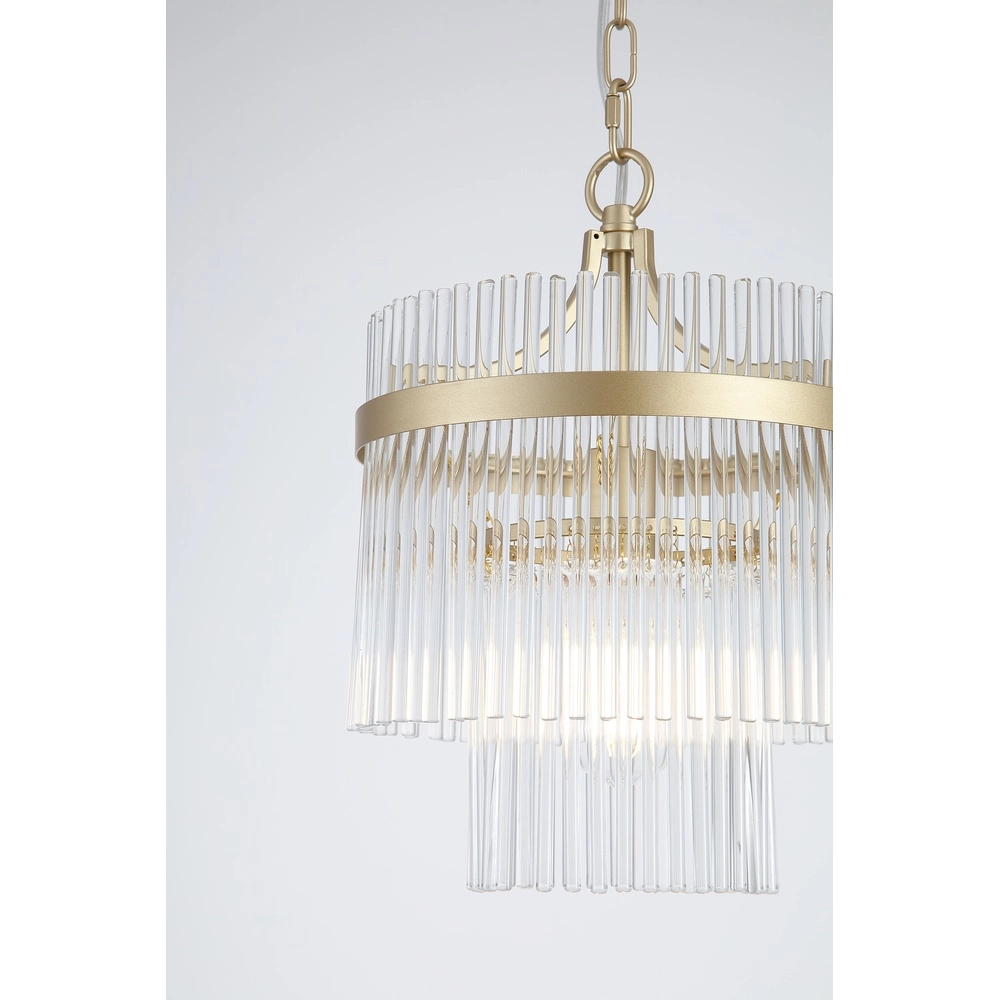 Pendant lamp Lara gold with clear glass Ø 26cm Searchlight 5053423300580