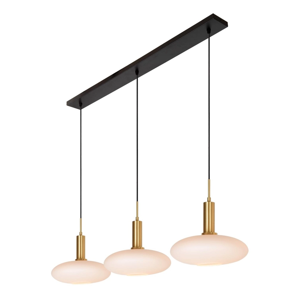 Design pendant lamp Singala 3-light straight gold with white Lucide 5411212251091