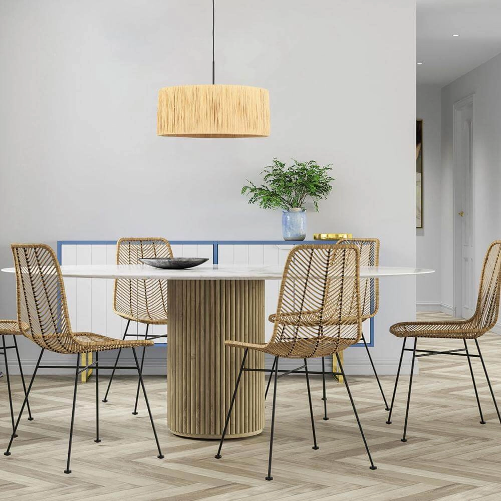 Pendant lamp Sparkled Light black with straw shade Ø 50cm Steinhauer 8712746172539