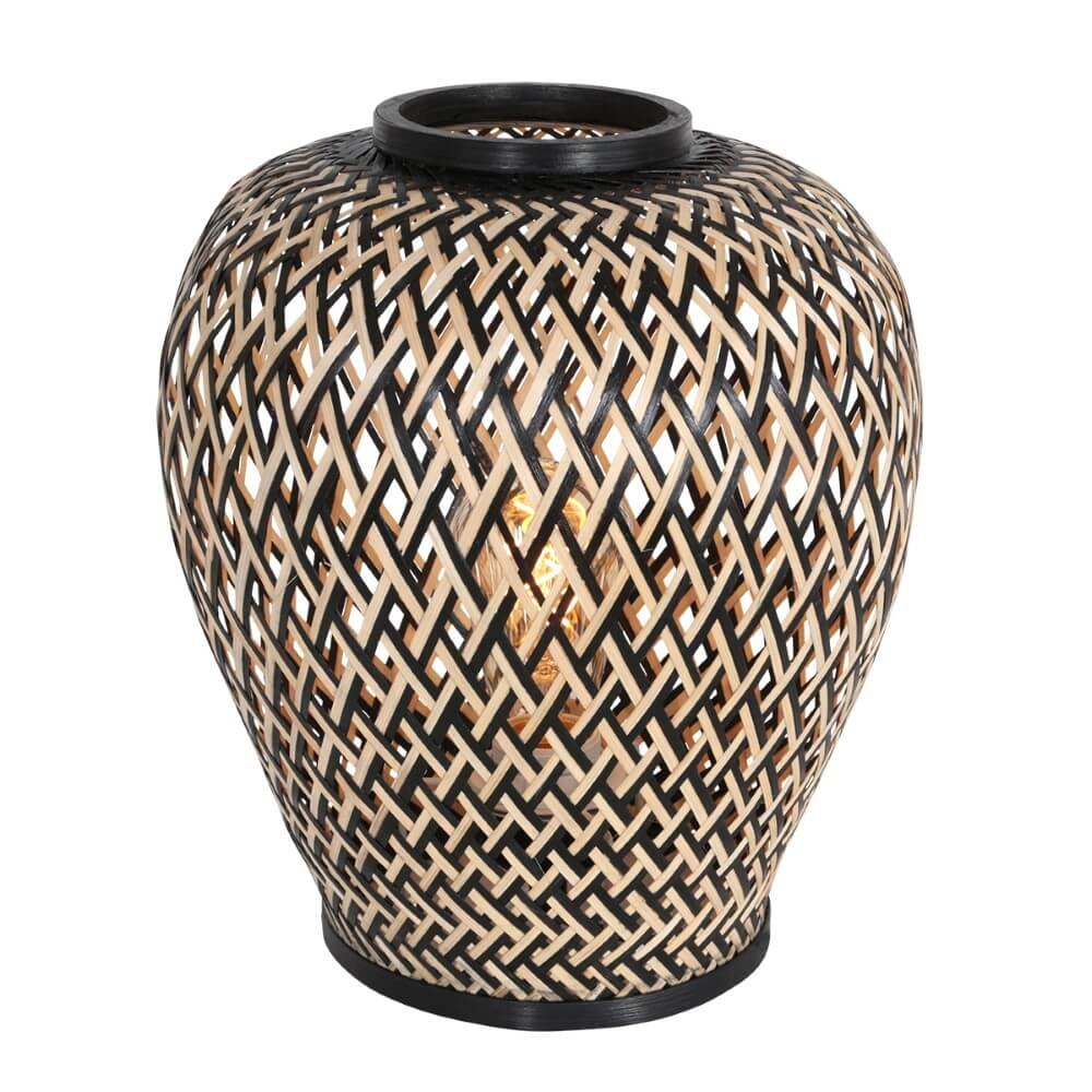 Black bamboo table lamp Maze Ø 30cm