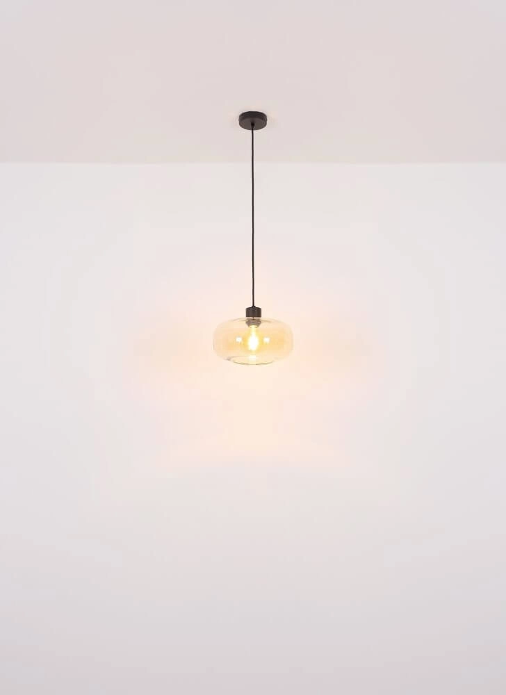 Black pendant lamp Giuseppe Amber glass Globo 9007371444212