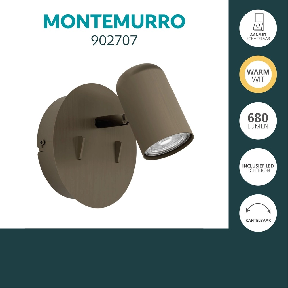 Surface-mounted spot Montemurro only dark bronze Eglo 9008606392230