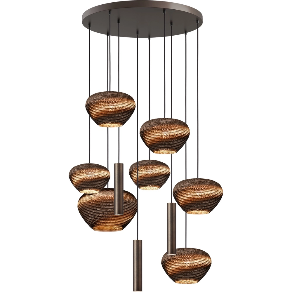 10-light pendant lamp Cartone with Think Paper hoods