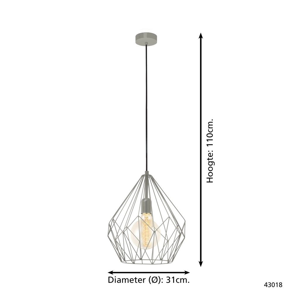 Grey pendant lamp Carlton Ø 31cm - E27 Eglo 9002759430184